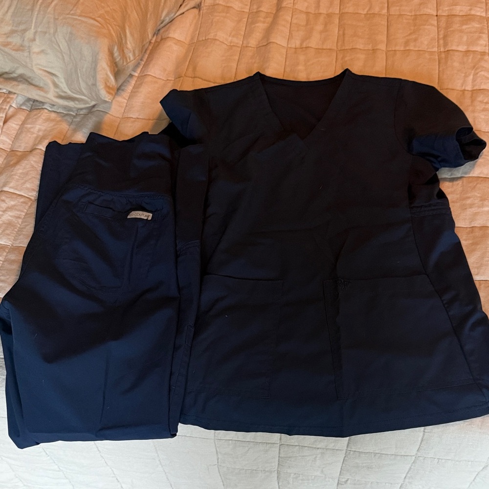 Med Contour Navy Blue Scrub Set